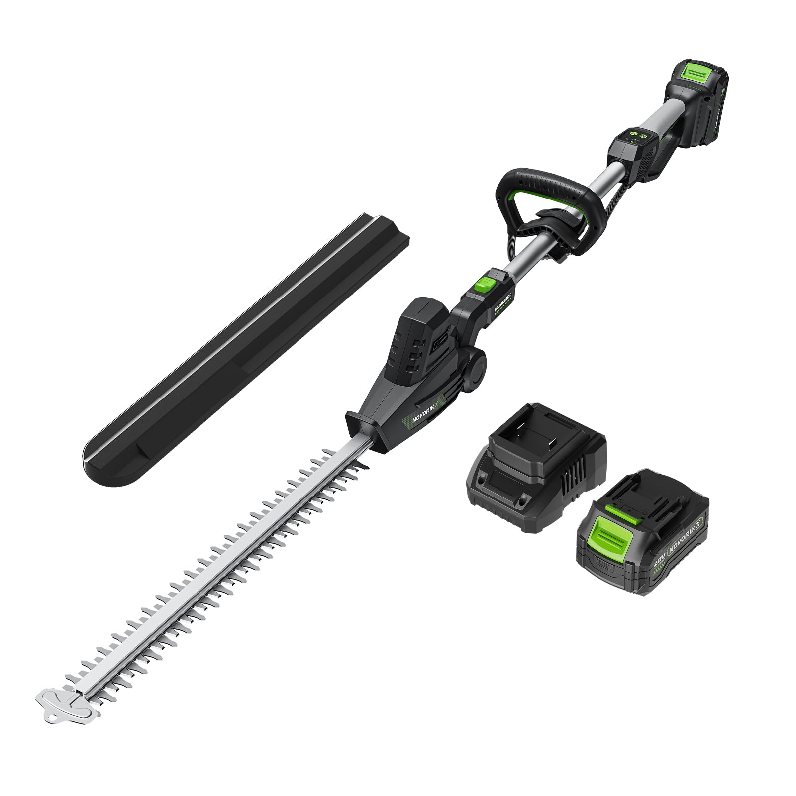 NovorikX 20V Cordless Pole Hedge Trimmer 42.5cm 4.0Ah Battery & Charger