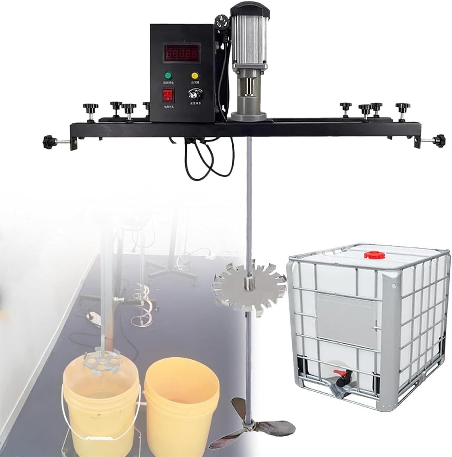 Miscelatore Elettrico per Vernici da 980 W con girante Pieghevole da 400 mm, Asta in Acciaio Inox da 900 mm, Bassa rumorosità (45 Db), per Serbatoi IBC.