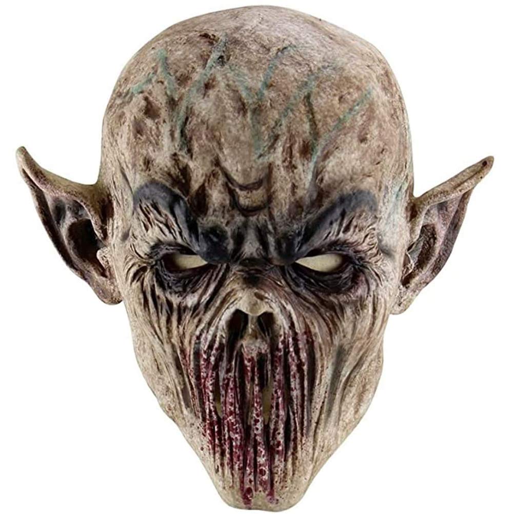 Gonetre Máscara de látex de extraterrestre de Halloween, máscara de cara completa, transpirable, realista, disfraz de cosplay para fiestas de Halloween, carnaval, látex de goma, 28 x 20 cm