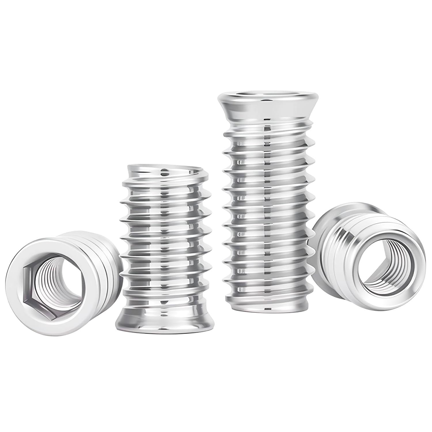 Ctyjia 25Pcs Threaded Inserts Nuts M4 x 15mm Zinc Plated Carbon Steel Hex Socket Nuts, for Wood Timber Furniture