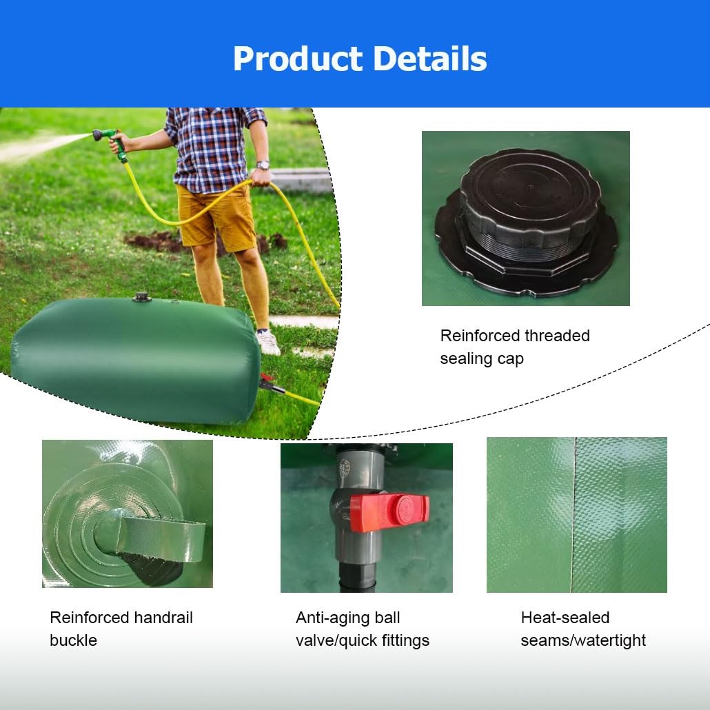 Contenedores de Almacenamiento de Agua Tipo Bolsa con válvula, Tanque de Agua portátil Plegable de Gran Capacidad, Bolsa de Agua Blanda, para Camping y caravanas, Resistente a la s