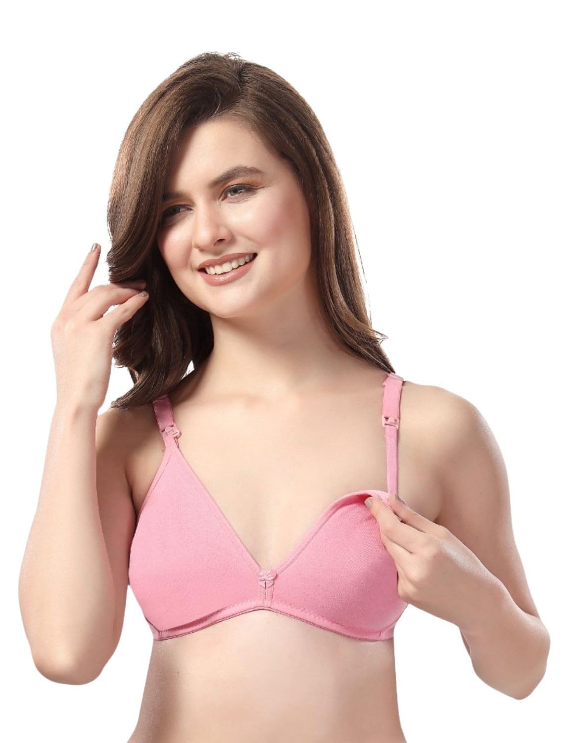 FabmeWomen's Seamless Deepneck Nursing Bra |Material: Hosiery