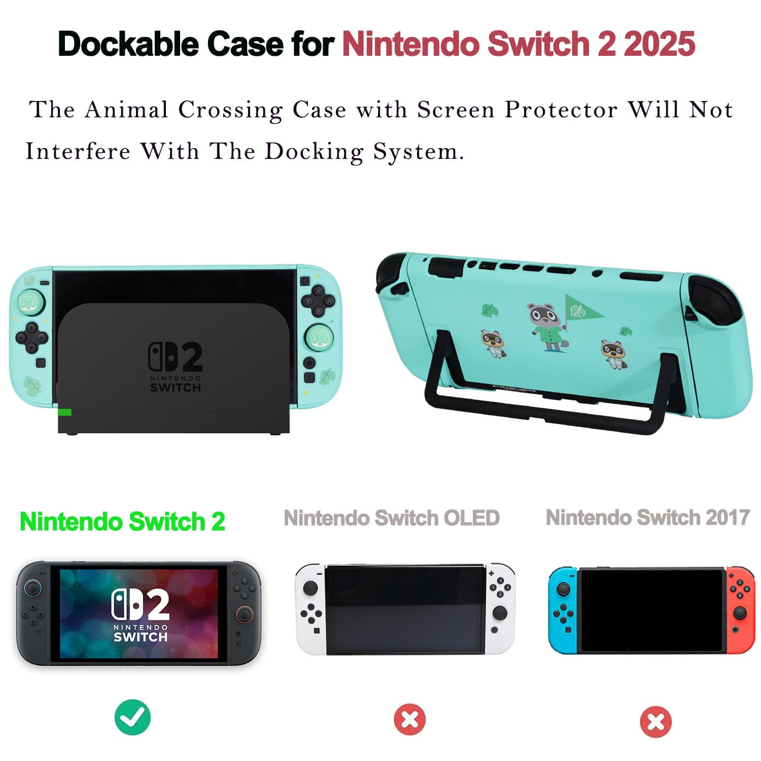 Accessories Bundle for Nintendo Switch Animal Crossing - YOOWA Accessory kit NS Animal Crossing Set with Carrying Case Protective Cover Screen Protector Game Card Holder Play Stand Thumb Grips: Nintendo Switch 2 2025 Switch 2-Animal Crossing