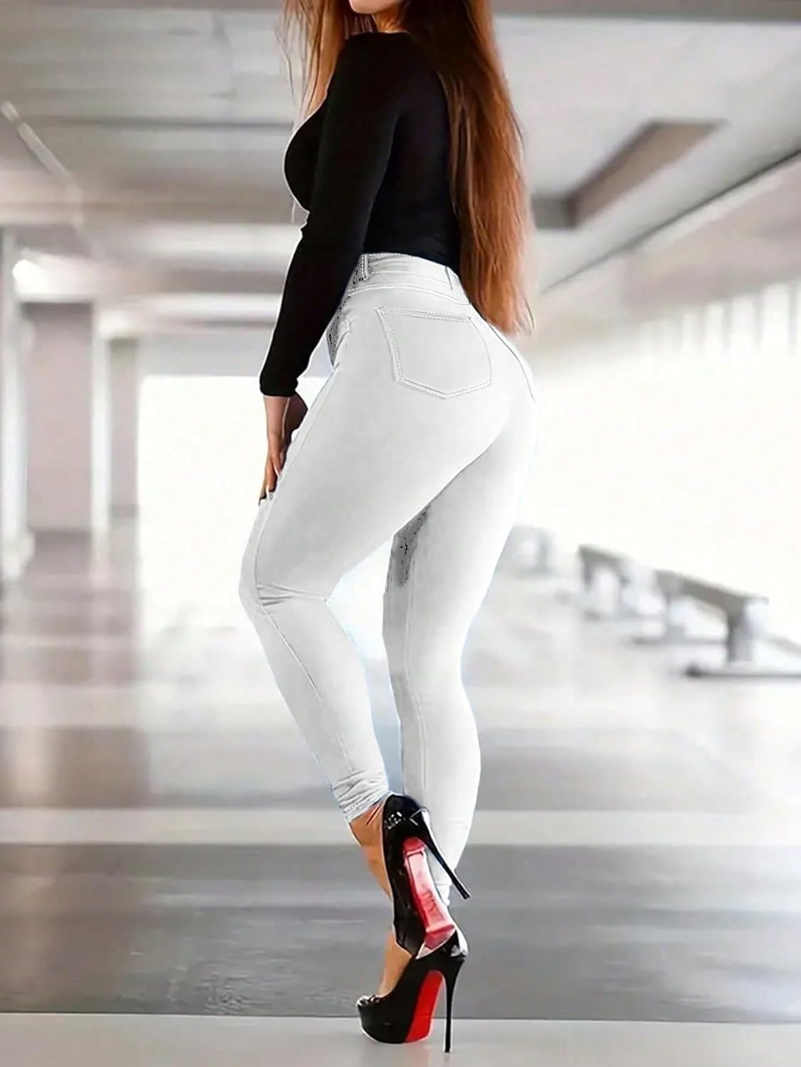 Jeans for Women High Waisted Skinny Stretchy Denim Long Pants Jeans Boyfriend Trendy Pockets Fashion - Image 3