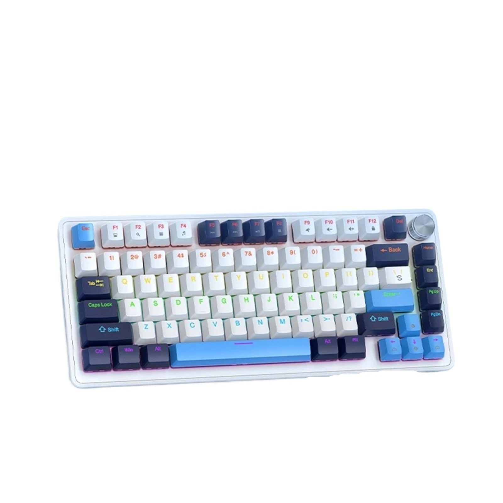 Compatible avec clavier de jeu mécanique filaire APAYADO K82, remplaçable à chaud, bouton multimédia, rétroéclairage transparent, touches ABS (interrupteur bleu, kit myrtille)