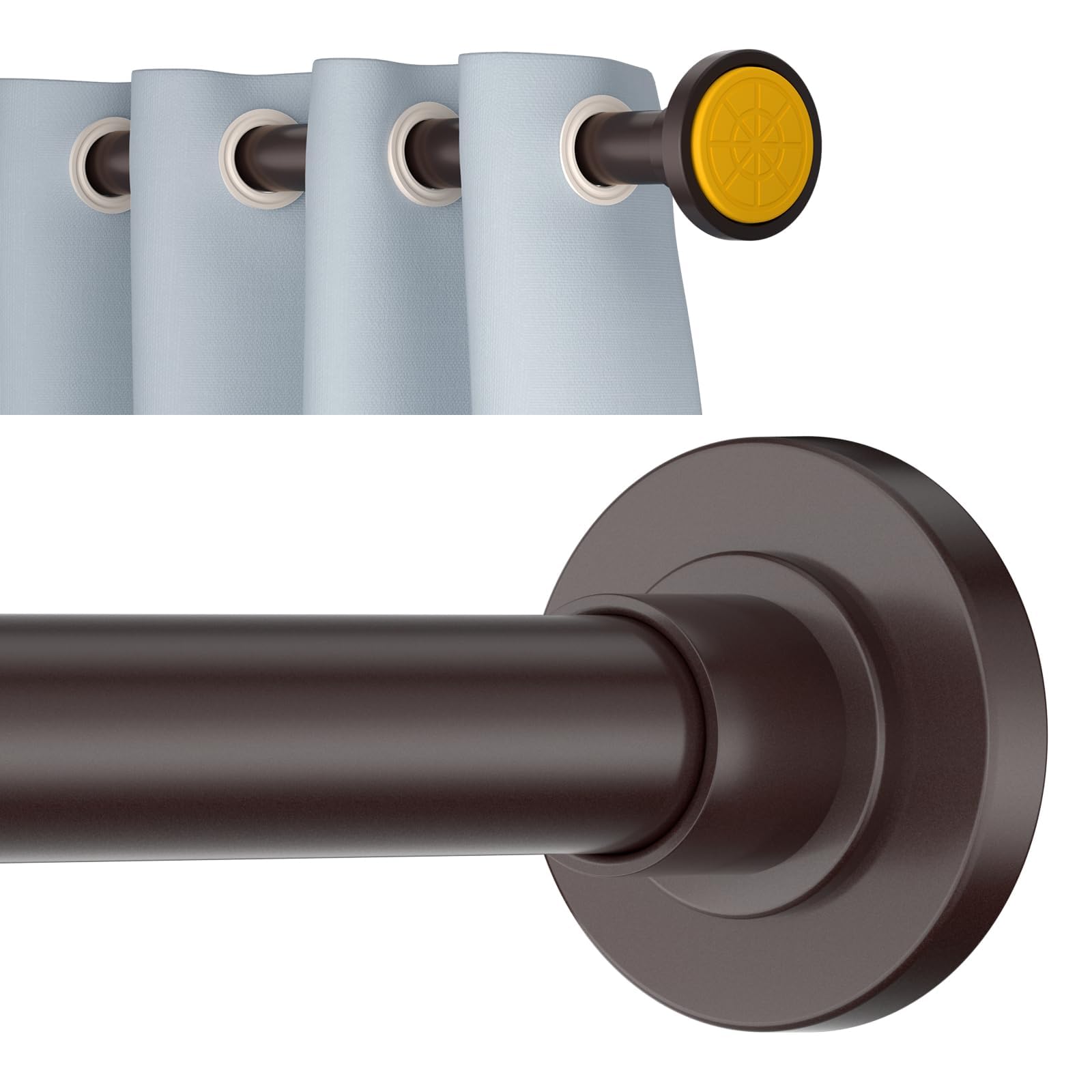 Ycinadou Bronze Shower Curtain Rod Tension 30 to 80 Inch,1 Inch Diameter Adjustable Tension Curtain Rod No Drilling,Shower Rods for Bathroom,No Rust