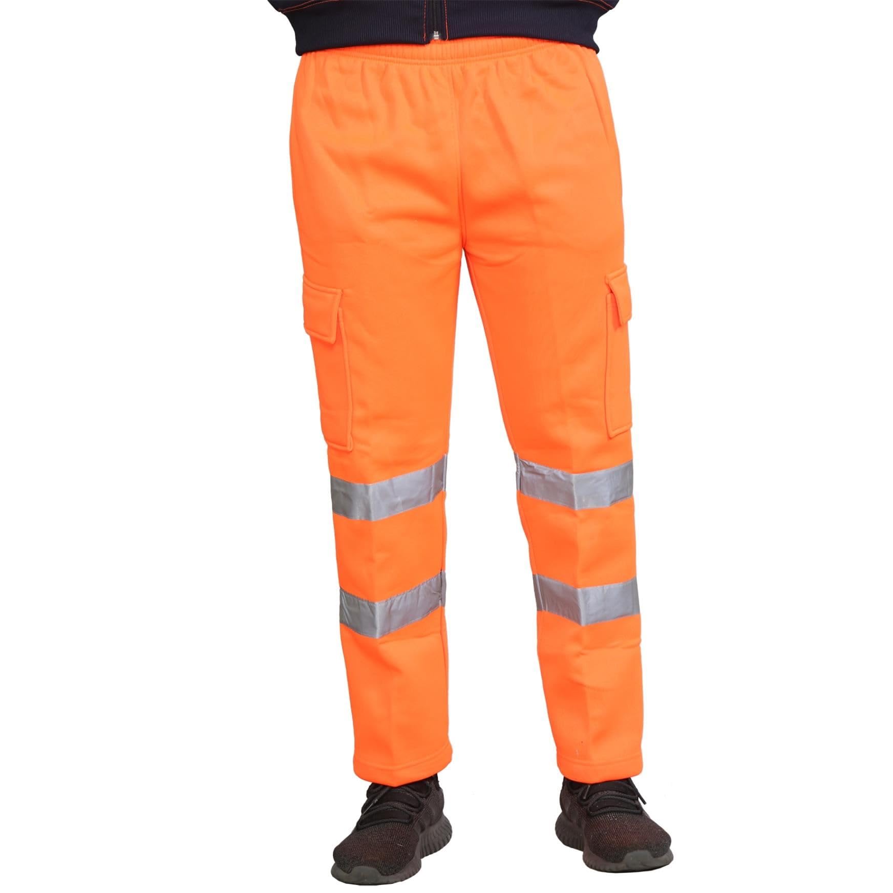 Nowe męskie Hi Vis Visiability Viz polarowe dolne spodnie dresowe bezpieczeństwo spodnie robocze spodnie
