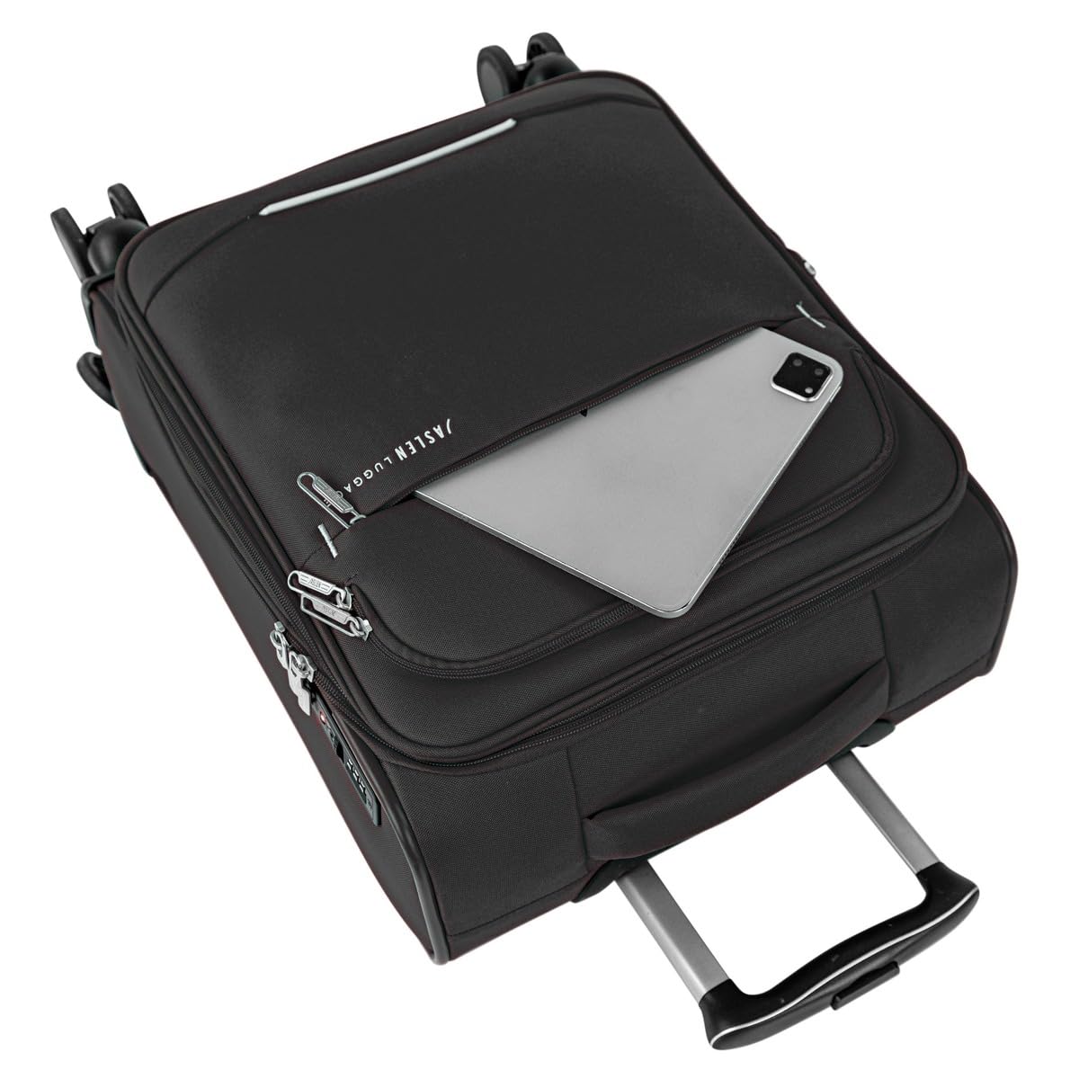 JASLEN - Valigia 55x40x20 Trolley Bagaglio a Mano. Valigie per i Tuoi Viaggi in Cabina. Trolley Bagaglio a Mano. Materiale EVA Polyester Resistente e Super Leggero, Nero