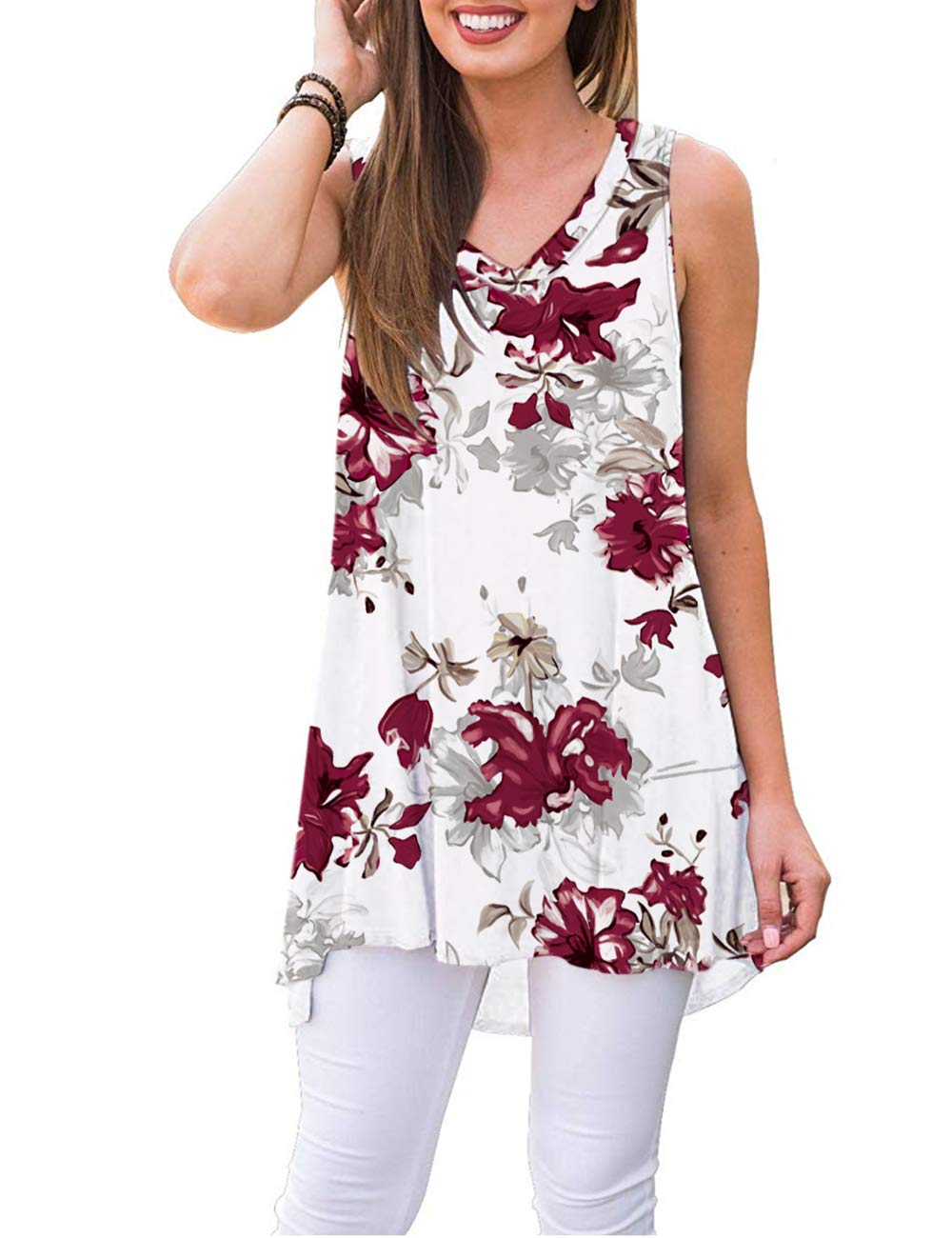 WNEEDU Women’s Tank Tops Summer Sleeveless Tops Casual T Shirts Long Flowy Tunic 2025