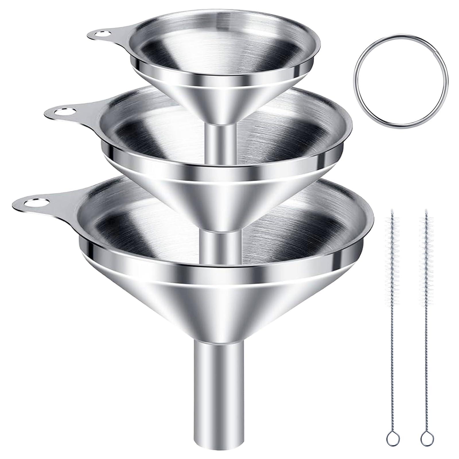 Roestvrij Stalen Trechters, Set Van 3 Kleine Trechters Voor Keuken Metalen Trechter Met Lange Handgreep