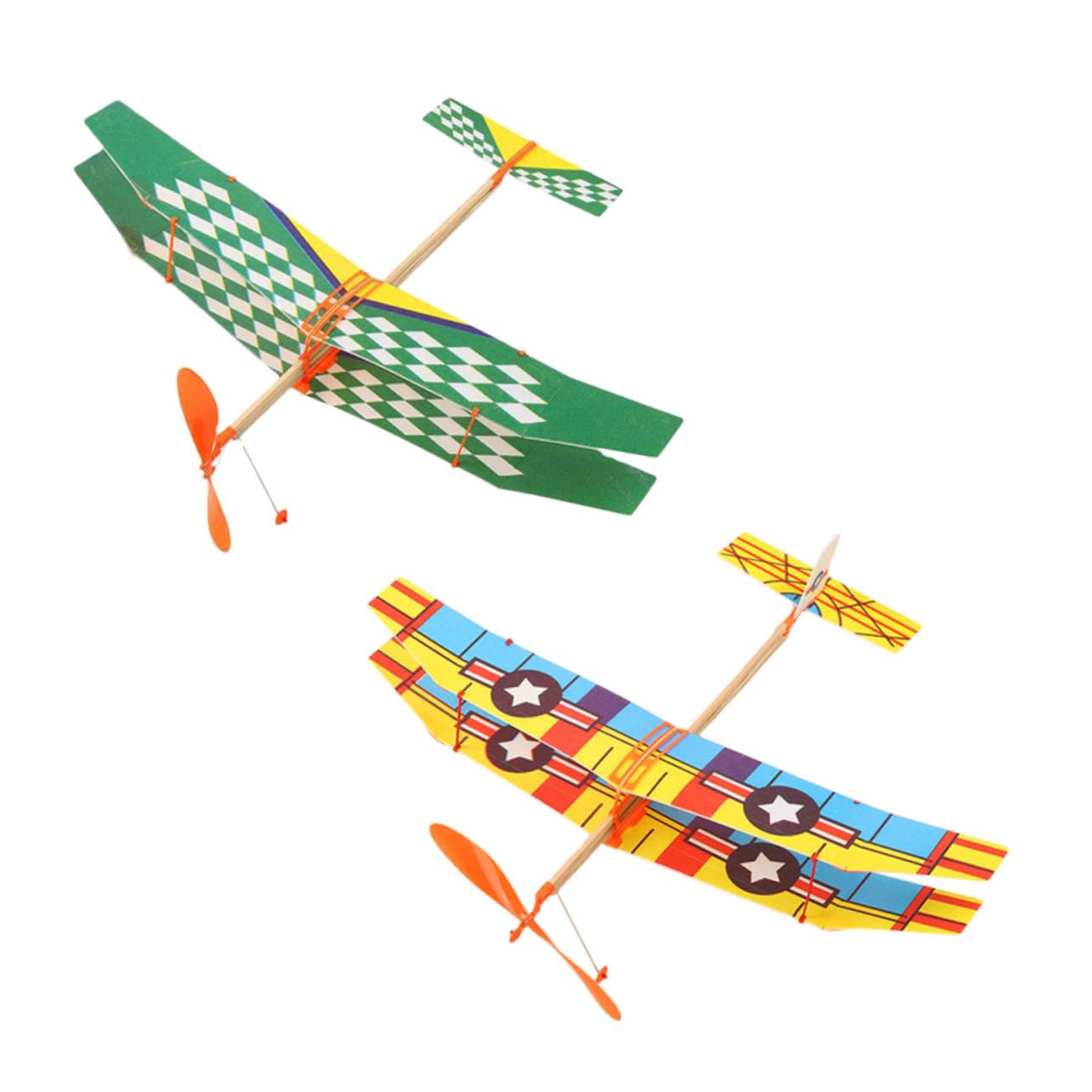 KICHOUSE 2pcs Rubber Band Plane Airplane Toys Rubber Band Powered Airplane Aircraft Toys Educational Toy Rubber Band Powered Aircraft Kid Plaything Mini Glider Planes Flying Toy