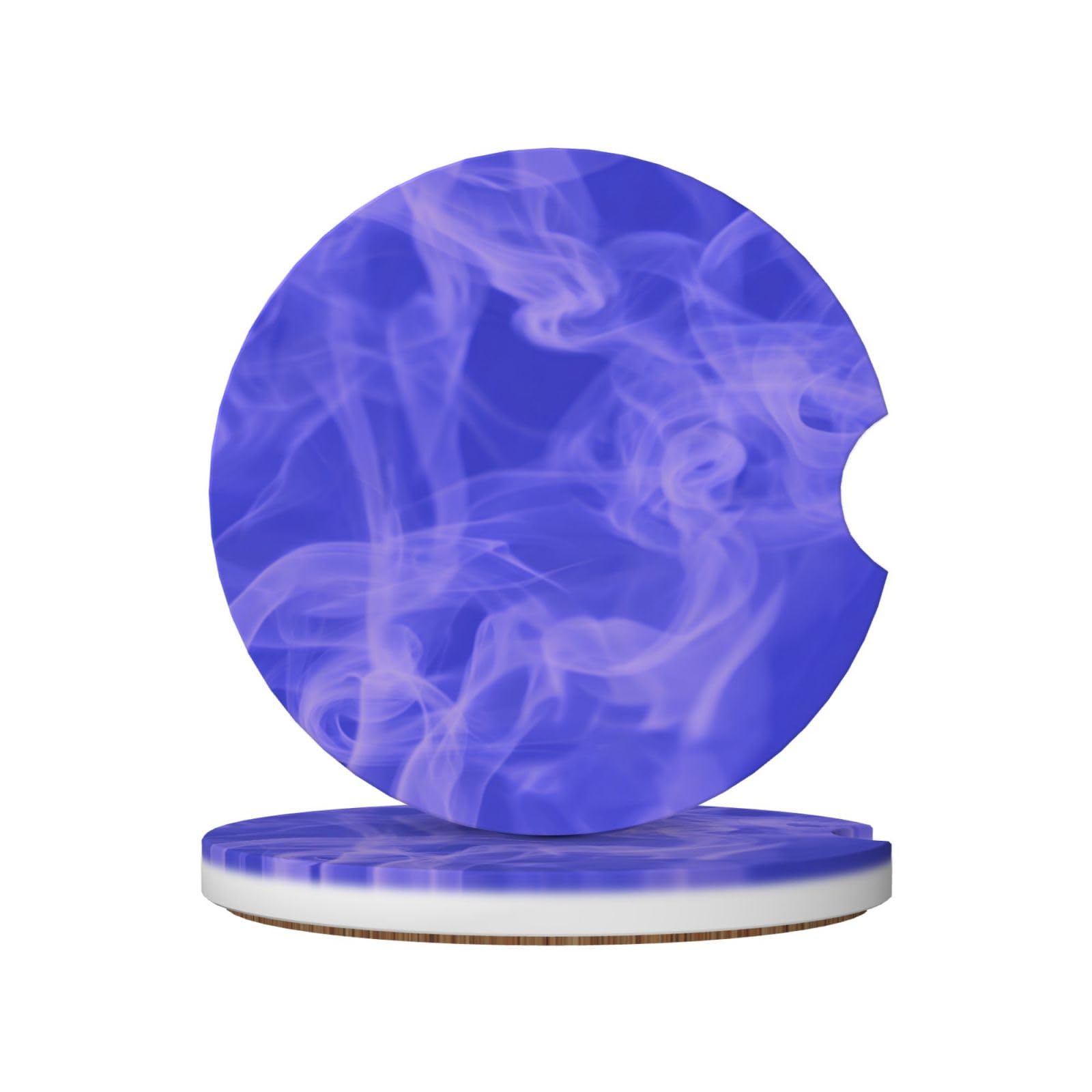 Smokey Texture On Blue Ceramic Coasters,2pcs