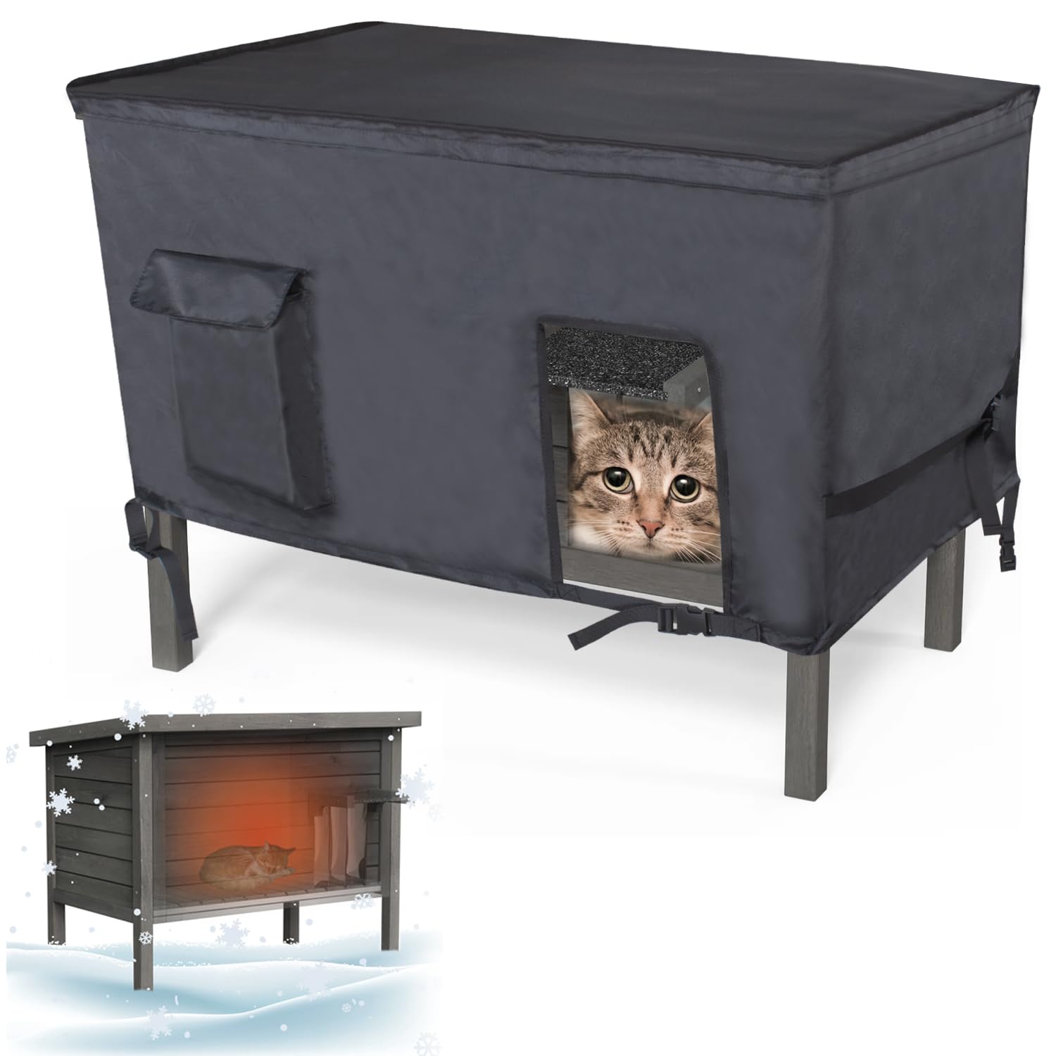 YUJHON Cover for Cat House, Waterproof Oxford Fabric for Winter Outdoor Use