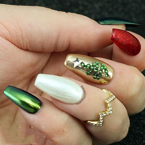 Miniatura 6 de Polvo de uñas de cromo perlado, efecto espejo, pigmento de polvo de uñas blanco nacarado mágico aurora, arte de uñas con purpurina de alto brillo,