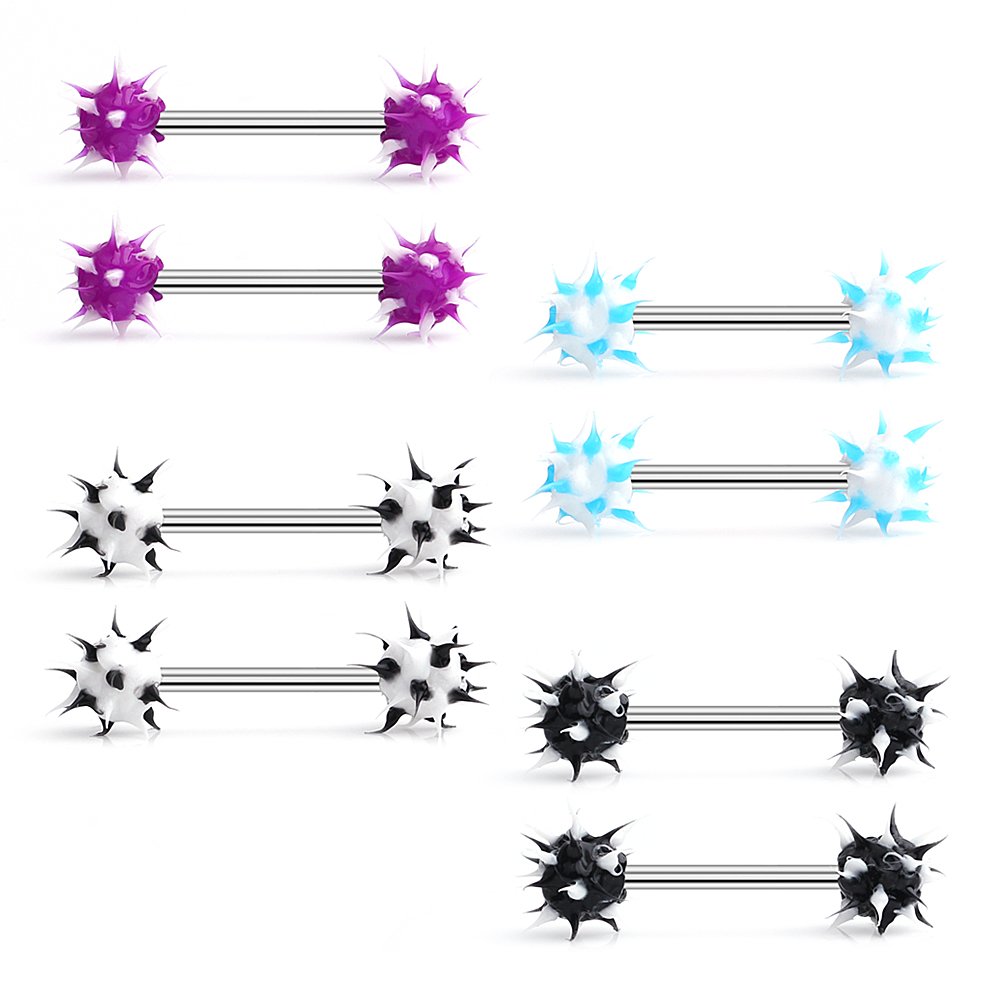 Ruifan 14G 9/16Inch Silicone Soft Spike Ball Nipple Tongue Shield Ring Barbell Body Piercing Jewelry Retainer