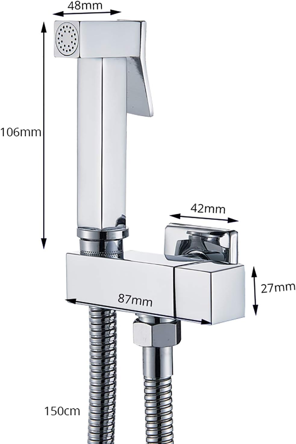 Handheld Bidet Sprayer for Toilet with Single Cold Water, Wall Mounted Bathroom Cloth Diaper Sprayer Set Brass Toilet Bidet Sprayer Kit for Pet Bathing, Personal Hygiene,Brushed Nickel ( Color : Black