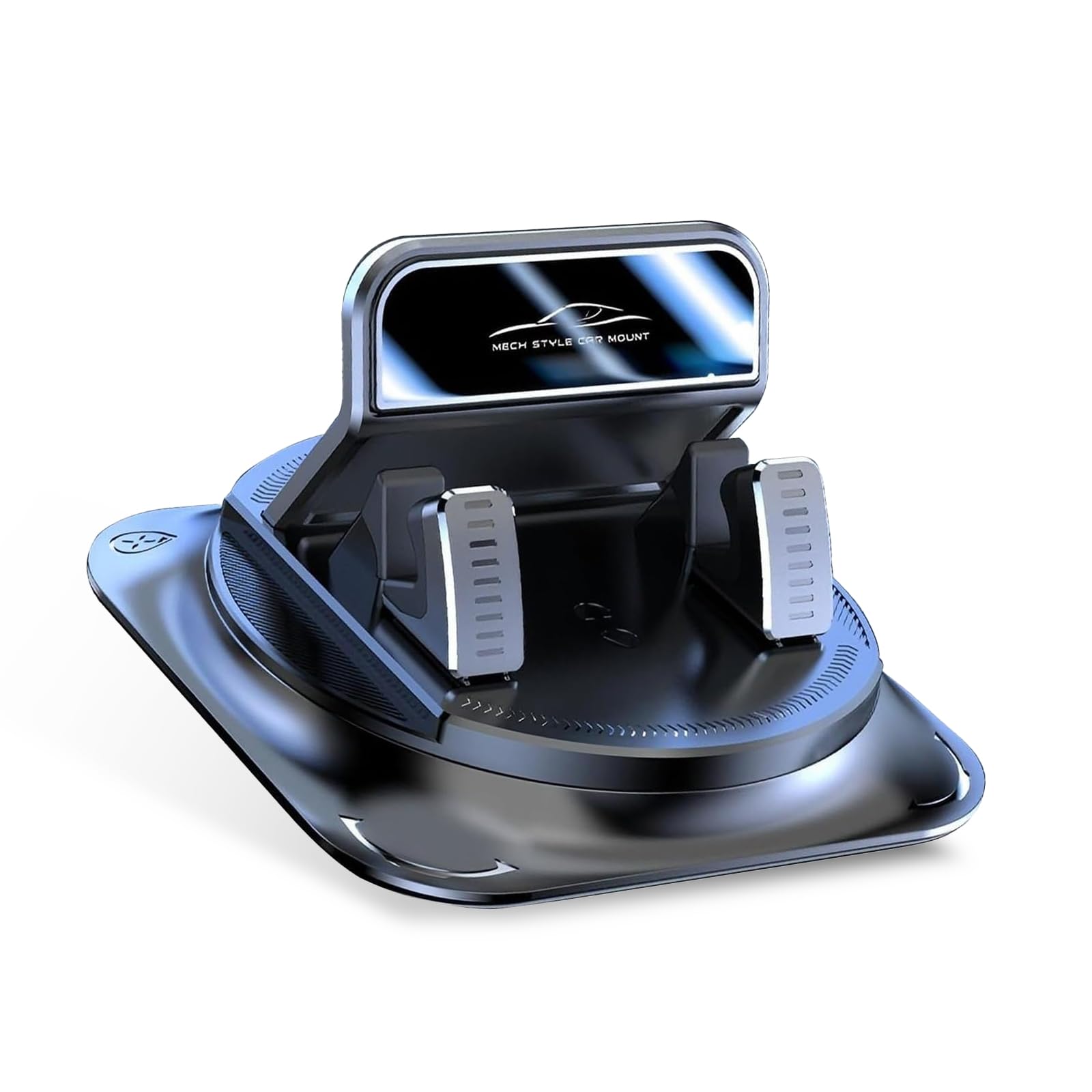 Car Dashboard Phone Holder, Rotatable One-Hand Operation Bracket, Anti-Slip Waterproof Navigation Mount with Strong Suction, Wider Silicone Base for Most Size Phones (Black)