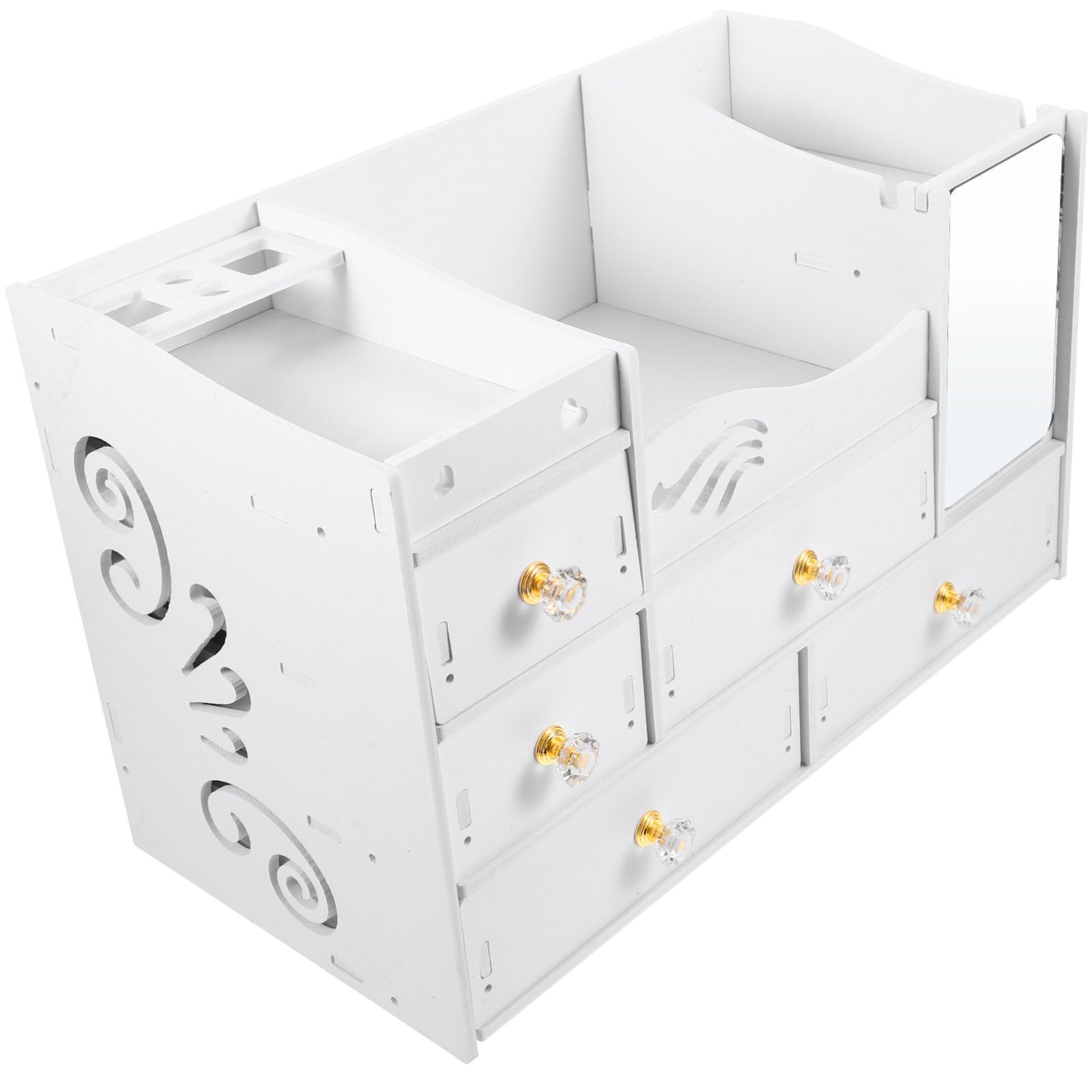 Contenitore per Trucchi con Cassetti, Organizer da Tavolo Bianco