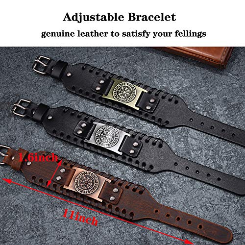 GelConnie Viking Bracelet Punk Leather Cuff Bracelet Gothic Leather Wristband Bracelet with Nordic Amulet Scandinavian Talisman Celtic Pagan Jewelry2