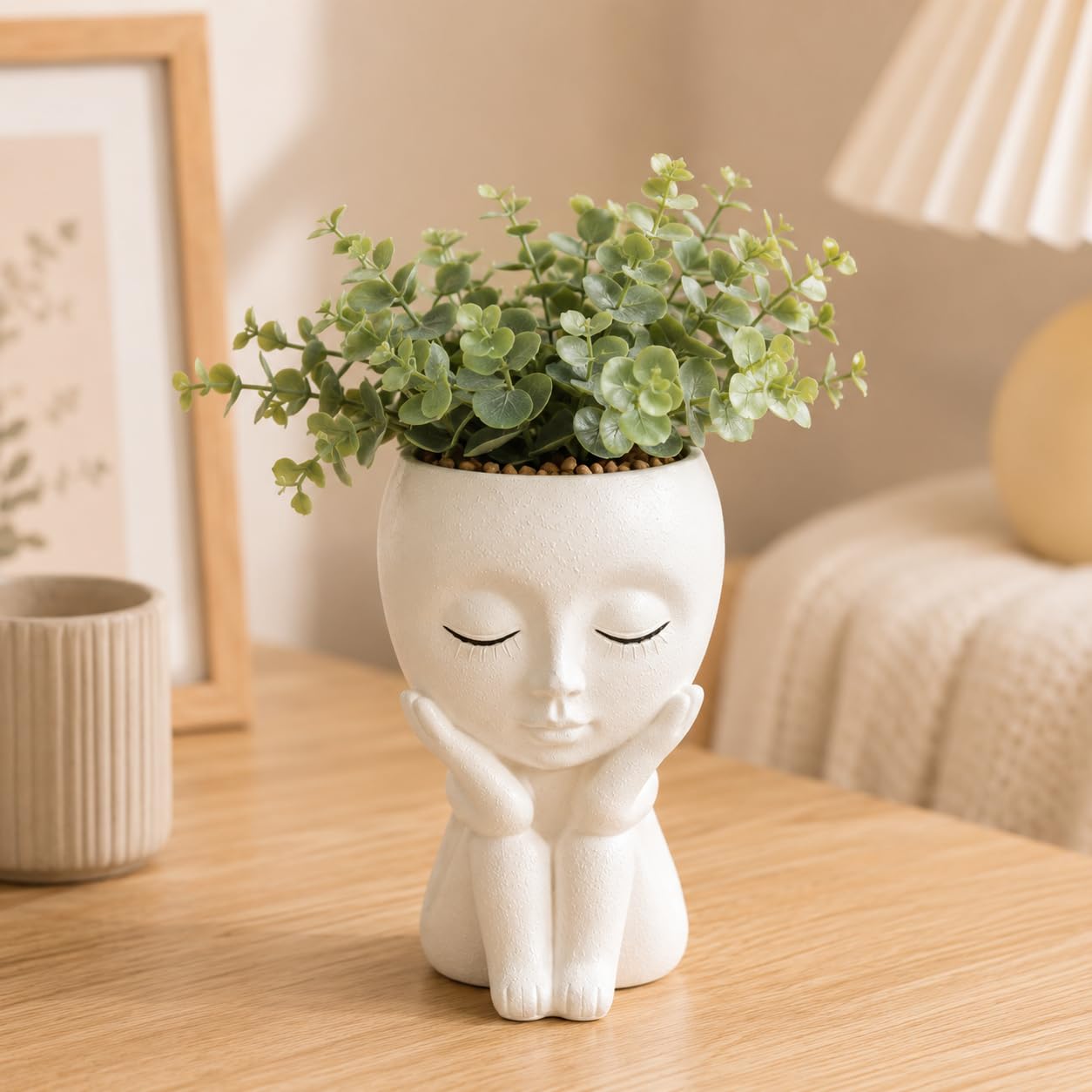 Cute Face Planter for Home Decor, Unique Flower Pot Gift for Mom | Mini Decorative Vase for Succulents or Faux Flowers, Ideal for Mother’s Day Gifts, No Drainag