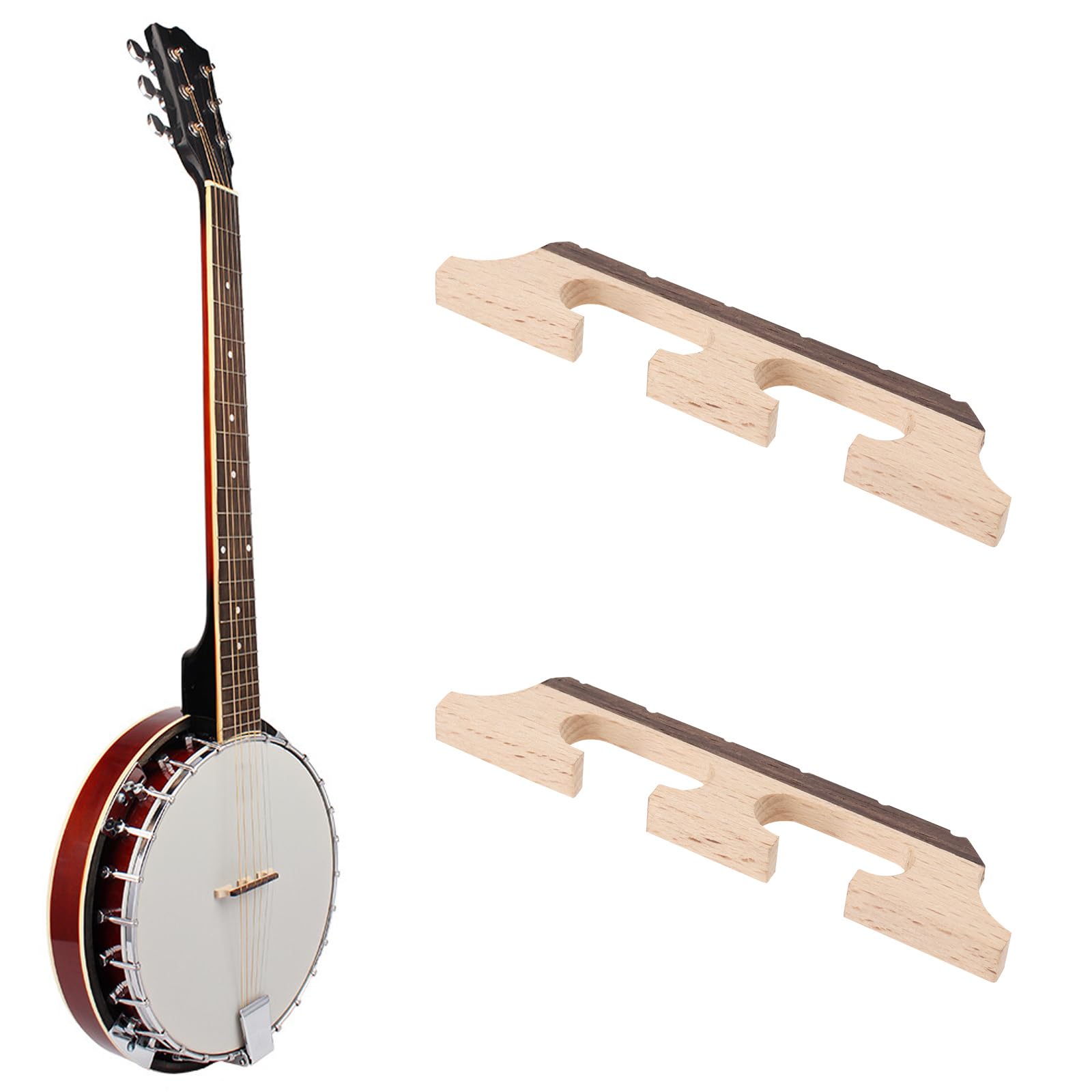 LT Easiyl 2PCS Bridge Replacement Accessories 6 String Three-Legged Ebony Maple Banjo Bridge Compatible with Banjo Guitar Ukulele - Image 3