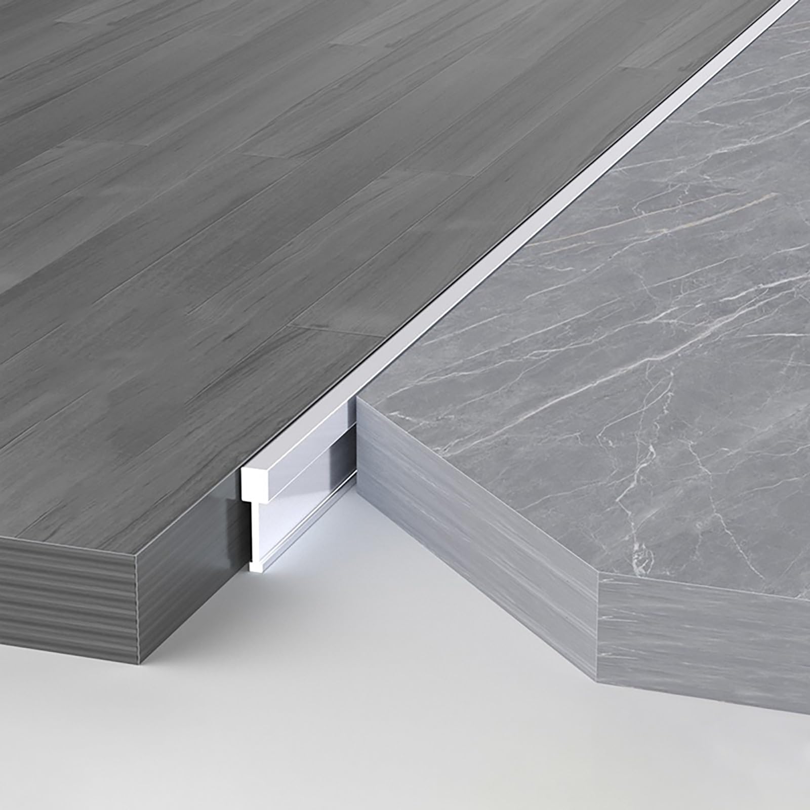 Raouoae Silber T-Profile Transition Rail Aluminium Floor Edging Strip For Doorways, 2 Pieces 125Cm, Seamless Transition Between Laminate And Tile Floors(,Breite: 2.9 Mm)