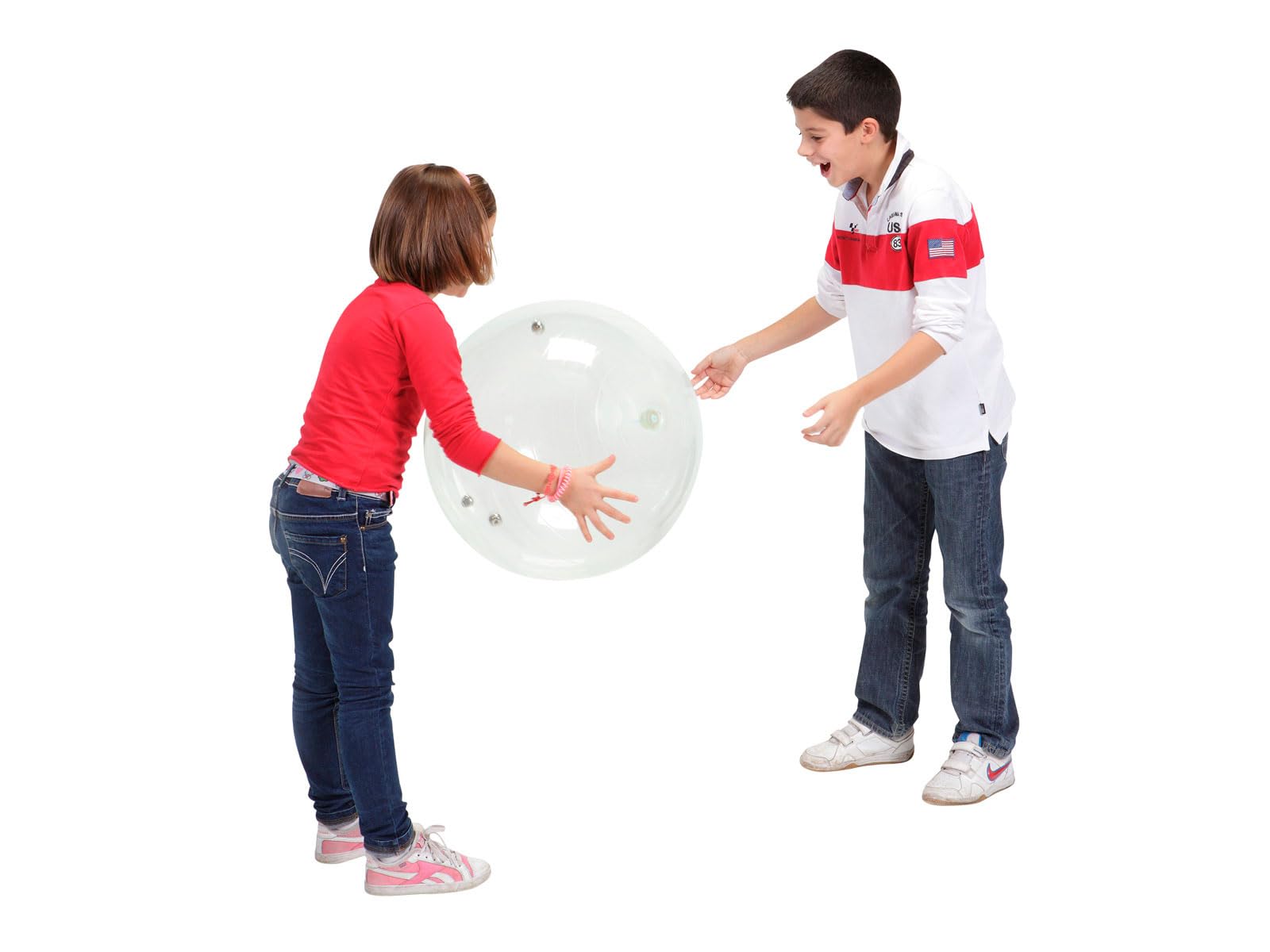 GYMNIC Jinglin’ Ball Palla sonora trasparente Ø 50 cm con campanellini interni, strumento terapeutico e ludico per sviluppare percezione, coordinazione e movimento