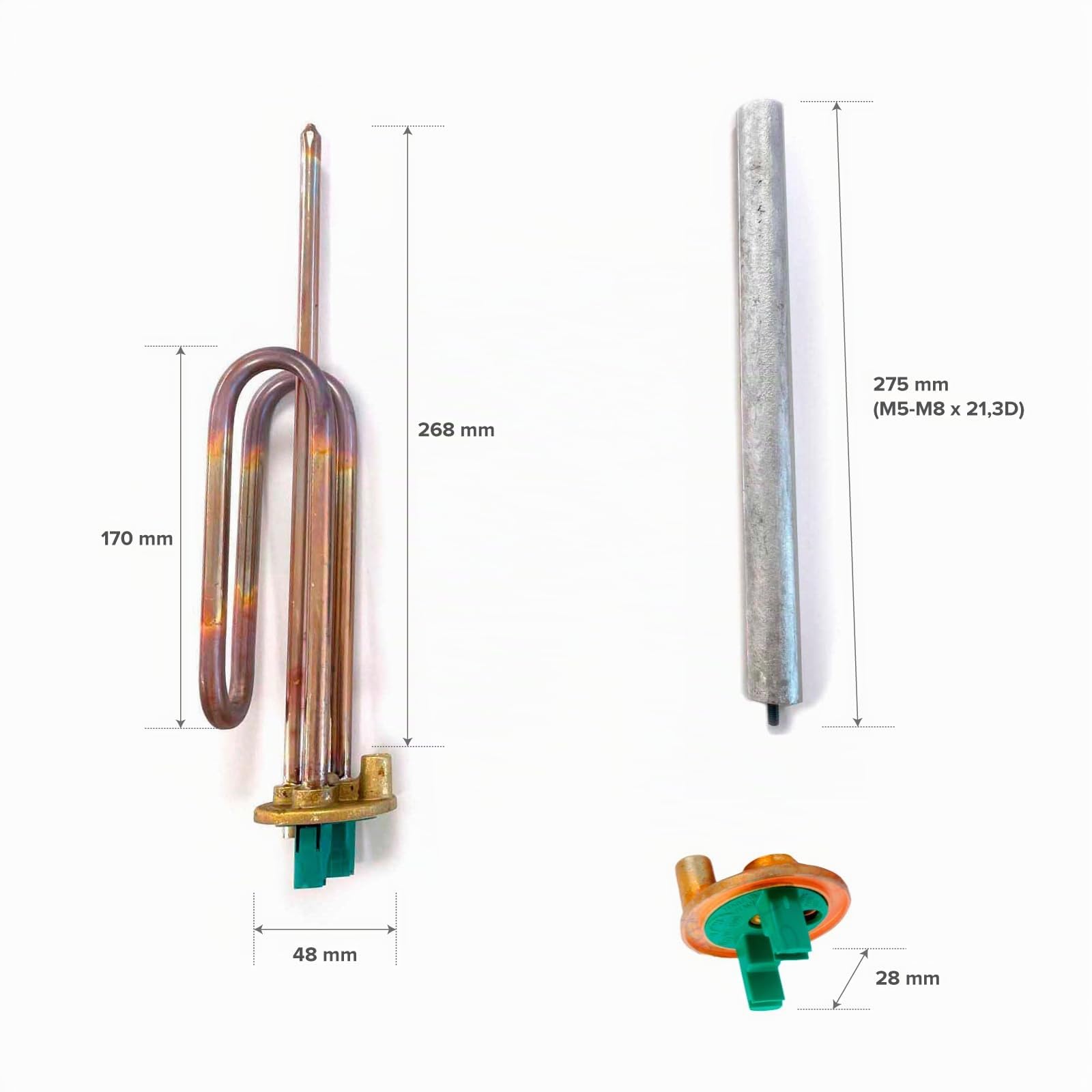 Ariston - Accessorio per scaldabagno elettrico, kit di riparazione per termos elettrico, varie marche con resistenza elettrica curva (1500 W) + anodo magnesio + guarnizione in gomma + vite di