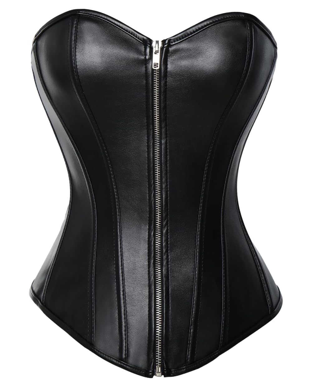 KUOSE Damen Body Shaper Dessous Gothic PVC Kunstleder Corsage Mieder Top Schwarz