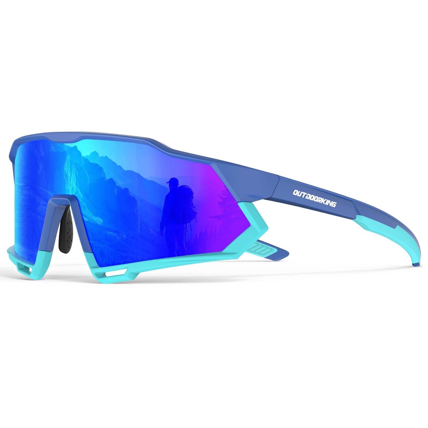 OUTDOORKING Mens Sunglasses Sports Sun Glasses Polarized Sunglasses Men UV400 Protection for Cycling Running Fishing