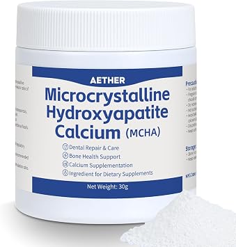 Microcrystalline Hydroxyapatite MCHA Powder, Non-Nano Natural Calcium Phosphate, Bovine-Derived Raw Ingredient, Fine Powder for Formulation & DIY Use, 1.06 oz 30g