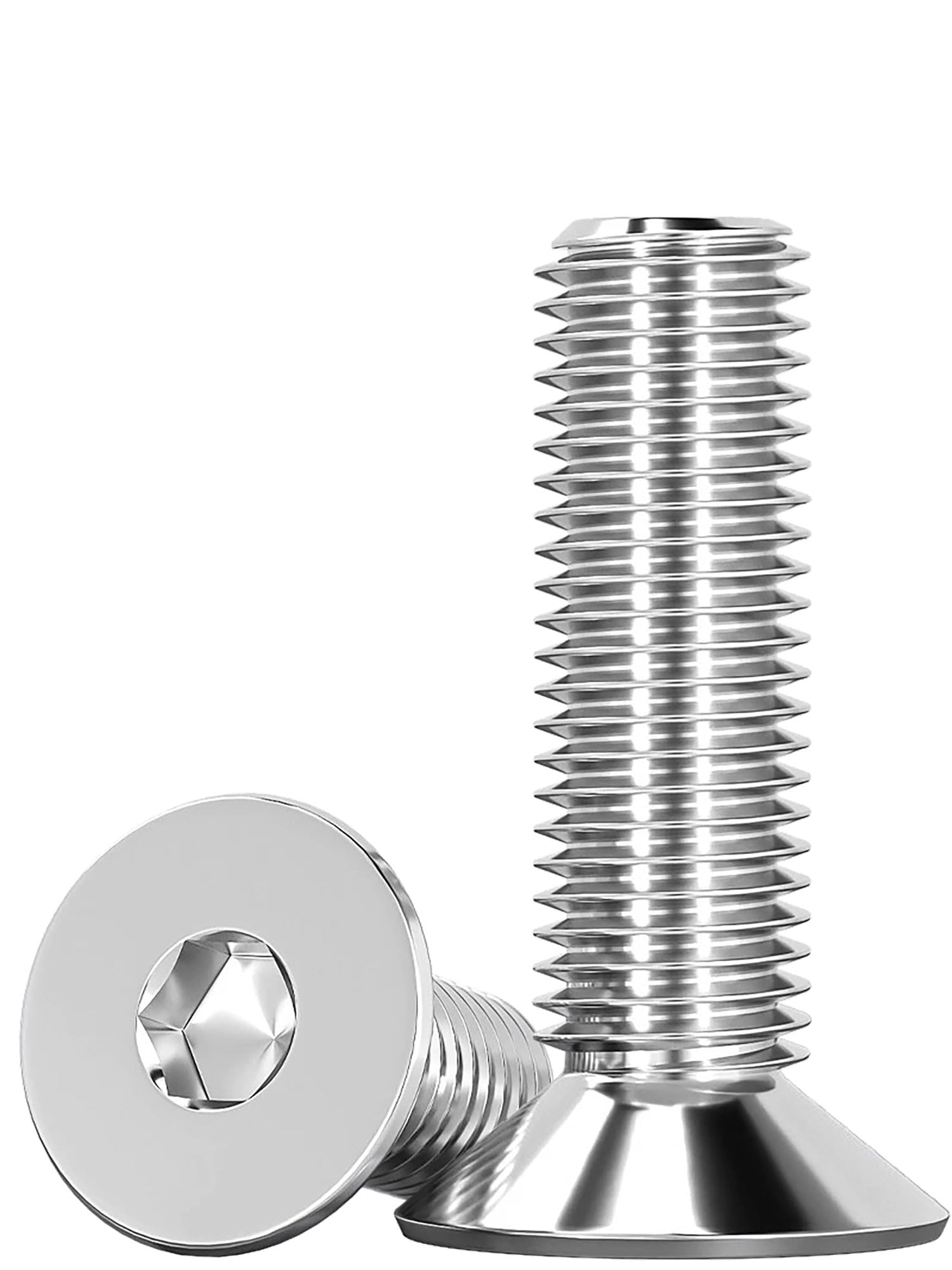 Humyu M6 Hex Bolts, M6 Countersunk Bolts 25mm, 304 Stainless Steel Flat Head Socket Cap Screws Bolts, Full Thread Fasteners