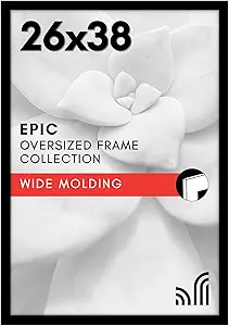 Americanflat 26x38 Poster Frame with Polished Plexiglass - Black Picture Frame - Wide Photo Frames Made of Engineered Wood for Vertical or Horizontal Wall Display - Epic Collection - Black