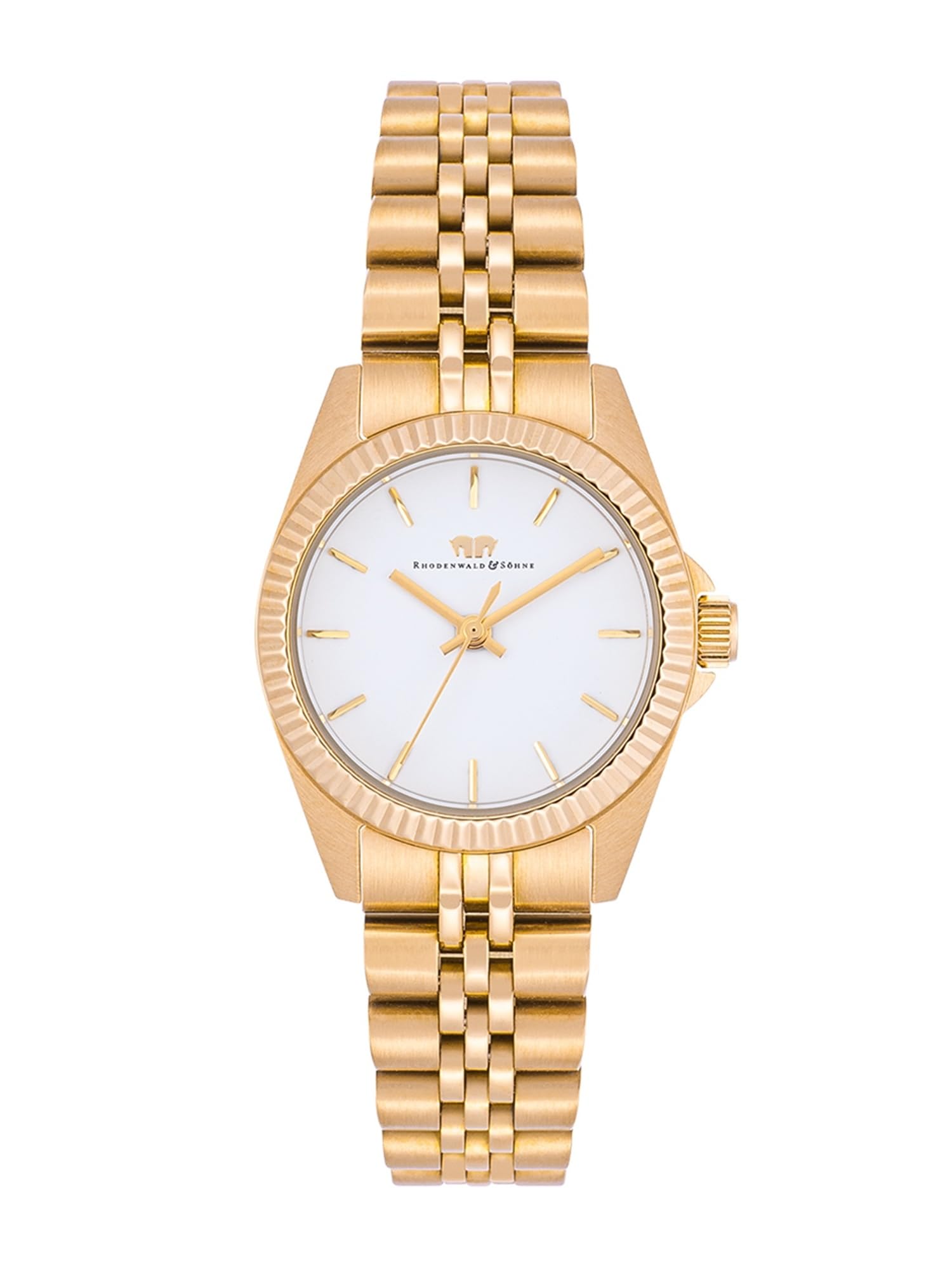 Rhodenwald & Söhne Damen Uhr analog Quarzwerk mit Edelstahl gelbgold Armband