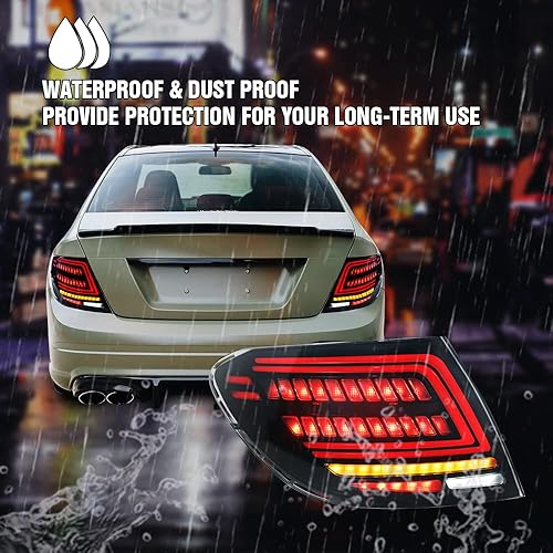 Miniatura 7 de Nuevas luces traseras para 2007-2014 Mercedes C300 Luz trasera 09 Benz W204 Luces traseras C200 Accesorios C180 C260 Clase C Estilo C freno de humo