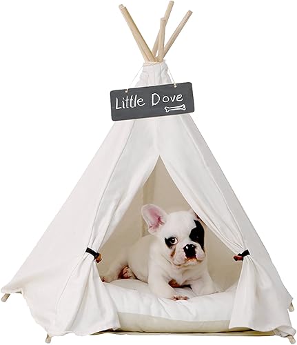 little dove Pet Teepee DogPuppy Cat Bed - Portable Pet Tents Houses for DogPuppy Cat