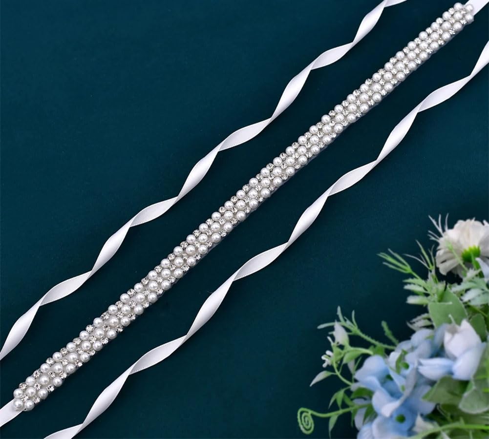 Cinturón de boda hecho a mano, elegante banda de perlas para vestido de fiesta, apliques de diamantes de imitación, accesorios de boda