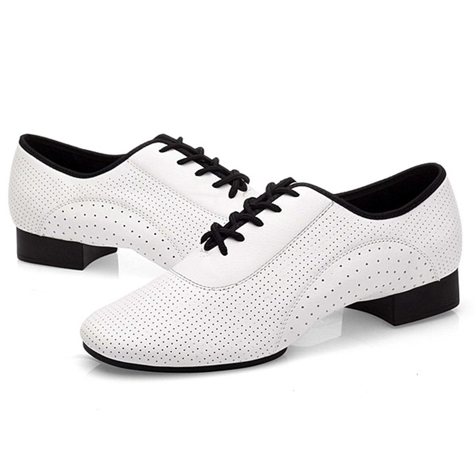 Scarpe da Ballo Uomo Pelle Stringate Tango Latino Tacco Basso Comfort