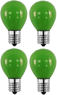 OCS Parts 10S11N-130V-CG Green Light Bulbs | 4-Pack | 10 Watt 130 Volt S11 Miniature E17 Intermediate Screw Base Lamps | 4,500 Hour Replacement Light Bulbs
