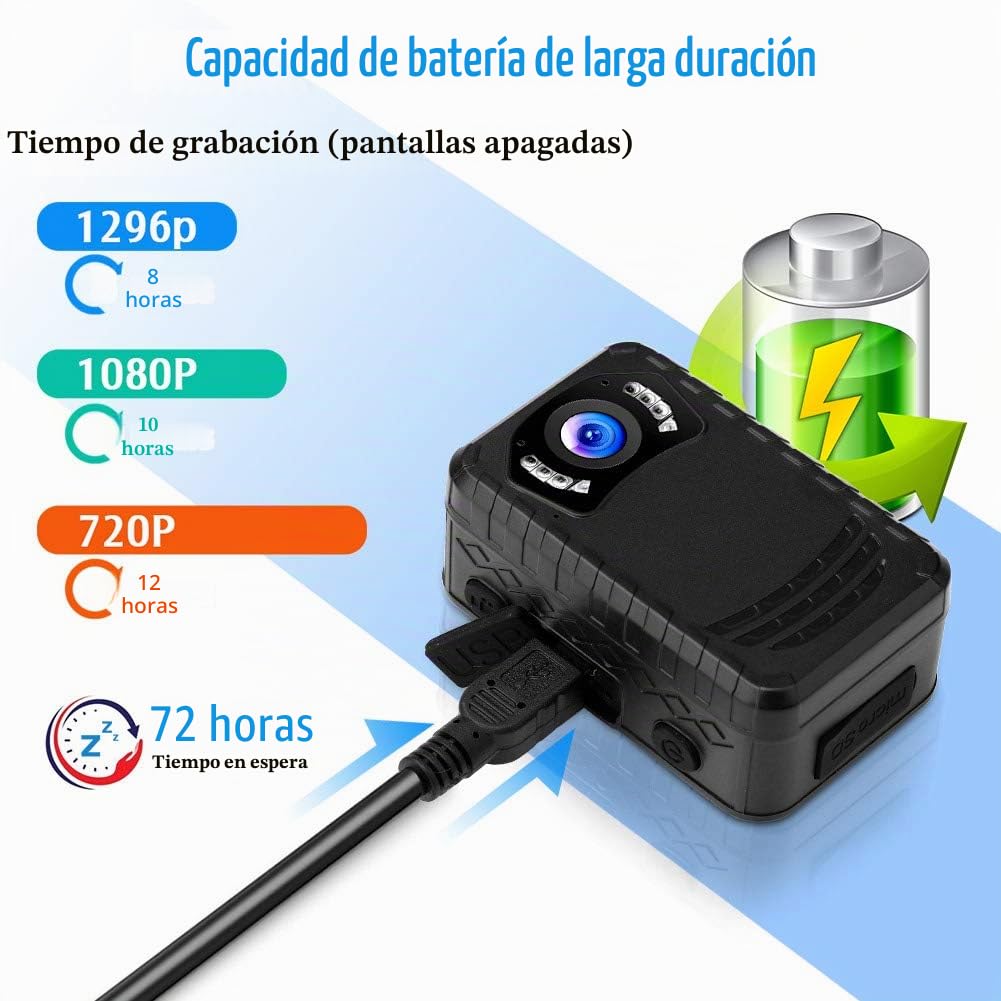 BOBLOV N9 Body CAM Mini, cámara Corporal de 64 GB Full HD 1296P, pequeña cámara Corporal policial con visión Nocturna portátil para protección Diaria o Viajes al Aire Libre, el Cuerpo más pequeño