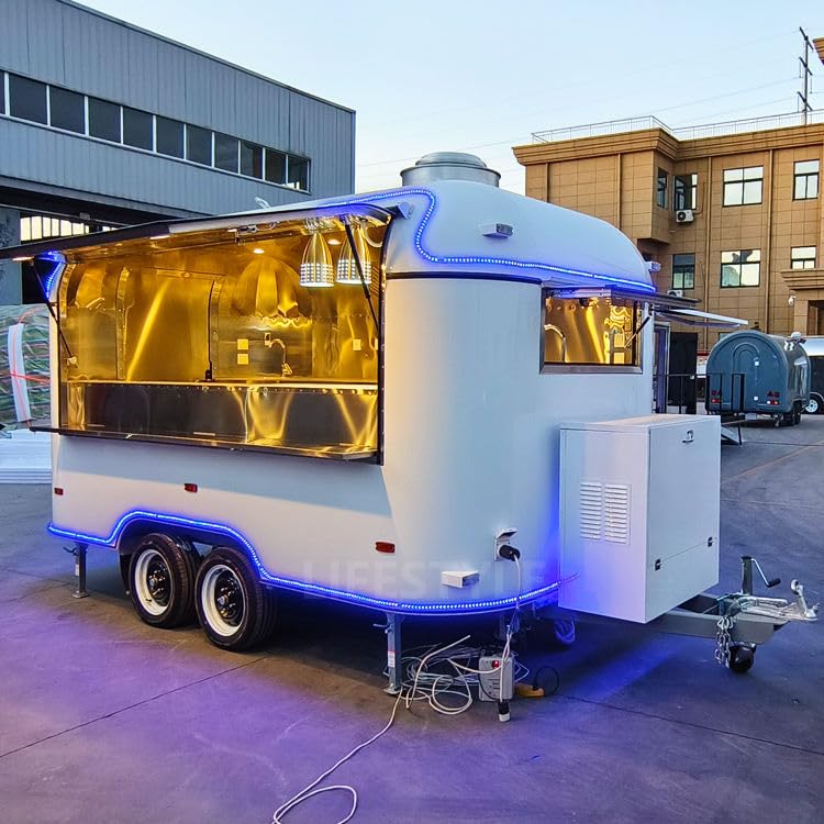 Piste alimentaire mobile avec équipement de cuisine commercial - Remorque portable pour café, hot-dogs, crème glacée, pizza et service alimentaire en plein air
