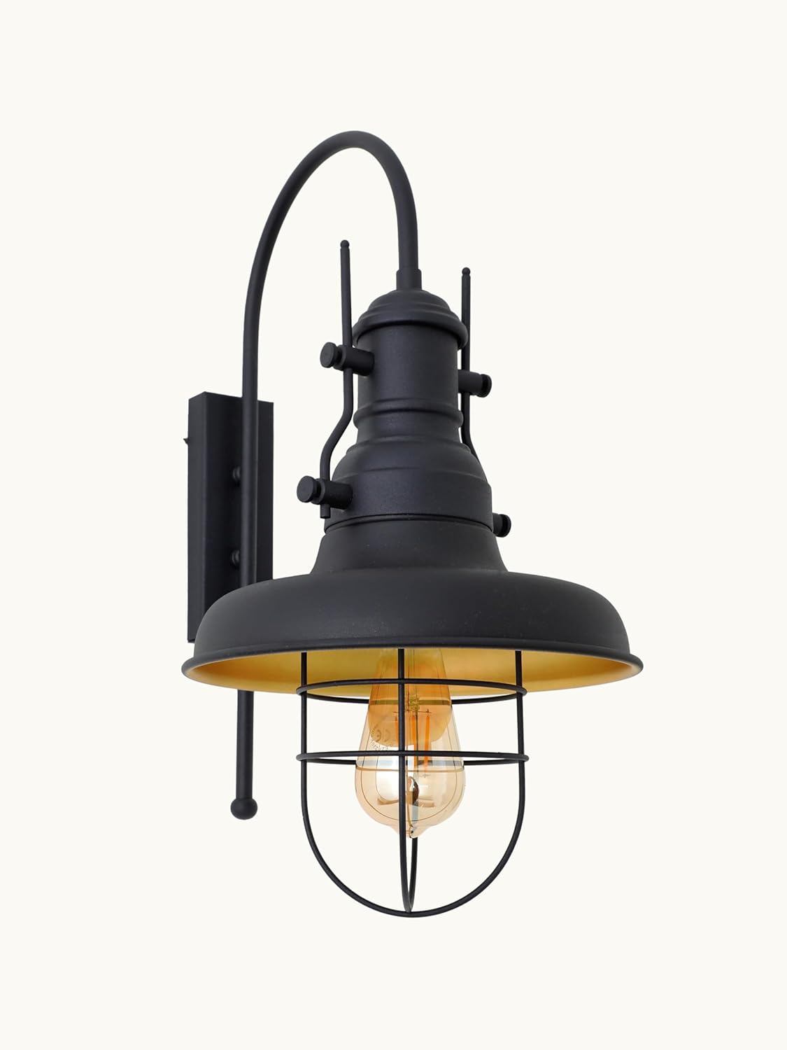 Vintage Farmhouse Black Wall Sconces Industrial Wall Light Fixture Rustic Farmhouse Lighting Home Office Lighting Fixture Bedroom Bathroom Wall Lamps Large Head Wire Cage Wall Sconce