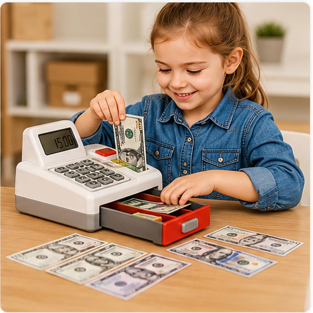 280 PCS Play Money Set - 7 Denominations (1 2 5 10 20 50 100), Realistic Educational Math Counting Toy for Kids Ages 3+, Classroom Homeschool Birthday Gift