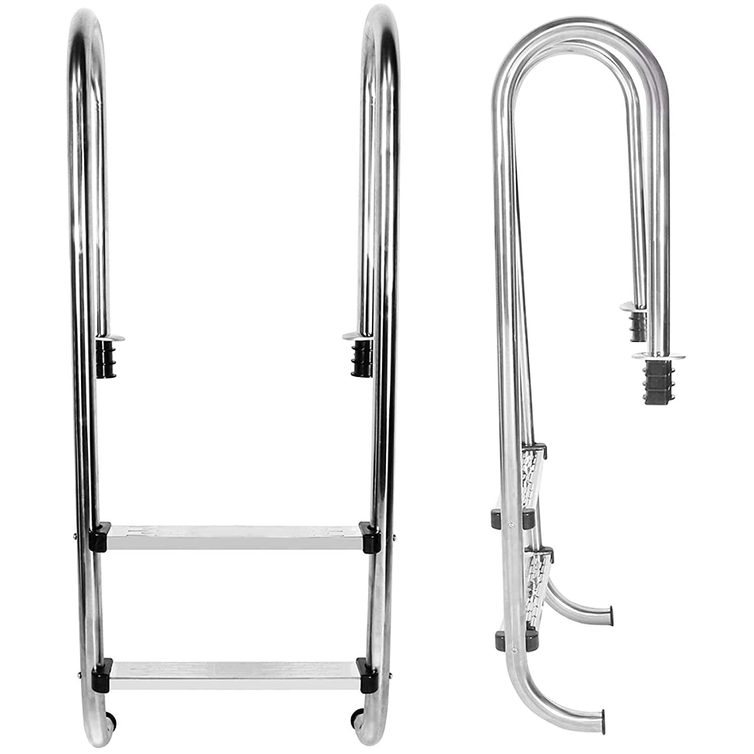 Escalera mecánica para Piscina, pasamanos de Escalera de Piscina Antideslizante de Acero Inoxidable de 2 Pasos, Escalera de Seguridad para Piscina subterránea