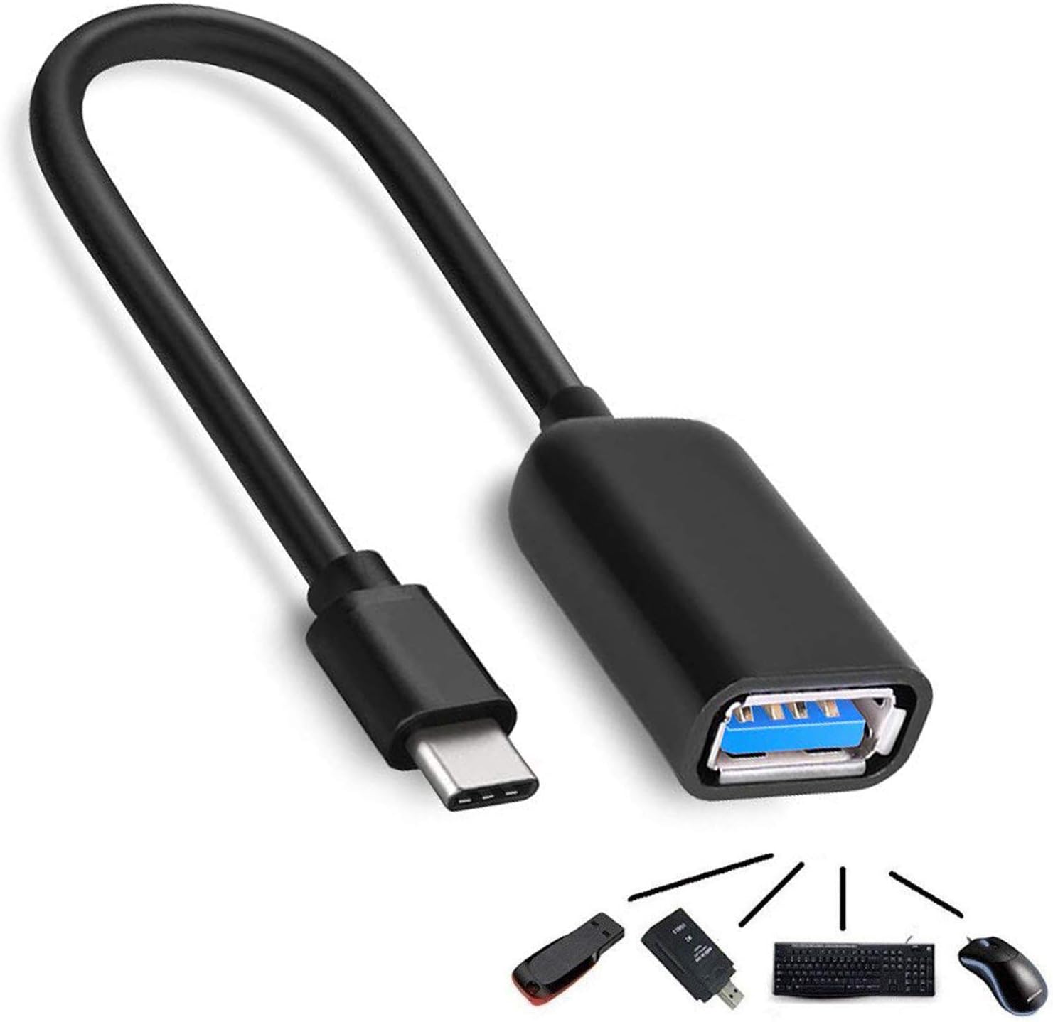 Type-C OTG Cable for Huawei Mate 20 X 5G OTG Cable | OTG Data Cable | OTG USB Cable | OTG Charger Cable On The Go Cable | Type-C Male to USB-A 3.0 Female (Black/White)