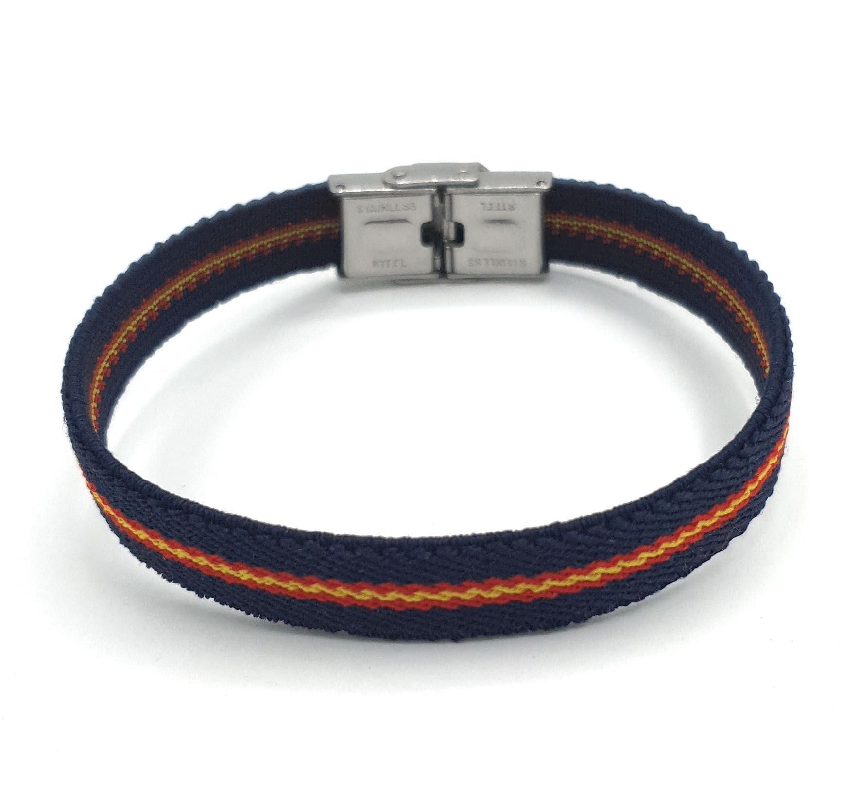 Nanaleja Pulsera bandera España - Nanaleja - Diseño duradero y cierre inoxidable - Pulsera España Elástica - Pulsera hombre y mujer - Ideal para guardia Civil y Policía Nacional - Cinta bandera España elástica