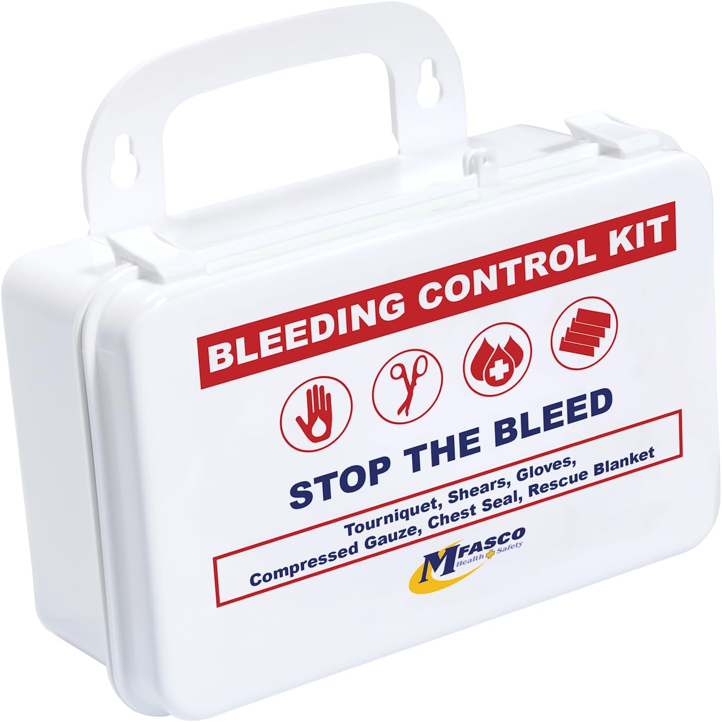 MFASCO Bleeding Control Kit, Compressed Gauze, Chest Seal, Portable Stop The Bleed Kit Plus Tourniquet, Easy-to-Open Packaging, Packed in A Plastic Kit That Can Be Mounted or Carried MFASCO Bleeding Control Kit, Compressed Gauze, Chest Seal, Portable Stop The Bleed Kit Plus Tourniquet, Easy-to-Open Packaging, Packed in A Plastic Kit That Can Be Mounted or Carried