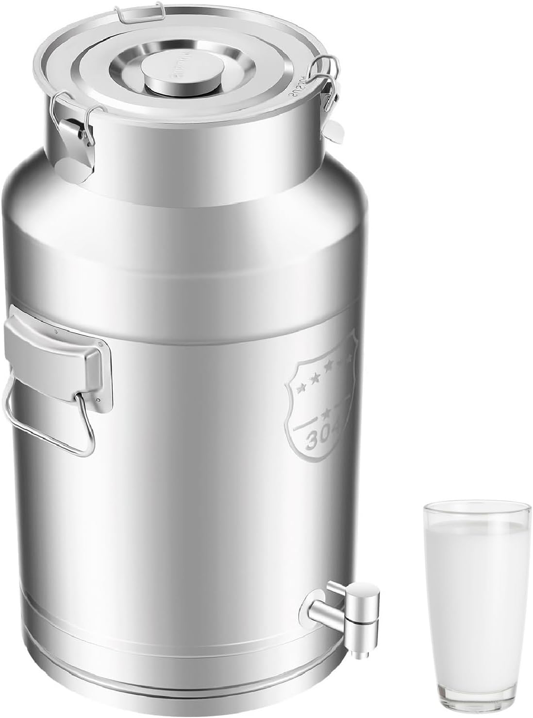 Stainless Steel Milk Can with Faucet, 35L/9.2 Gallon Heavy Duty Milk Tote Jug Bucket Wine Pail Bucket Oil Rice Container with Sealed Lid Airtight Canister for Liquid Storage