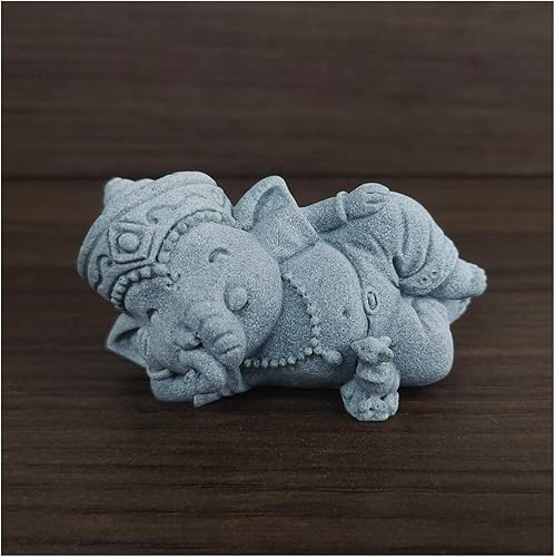 Miniatura 10 de livelyfish Estatua de elefante pequeño, estatua de arenisca, escultura de Buda de meditación hindú para decoración de acuarios de peceras (C)