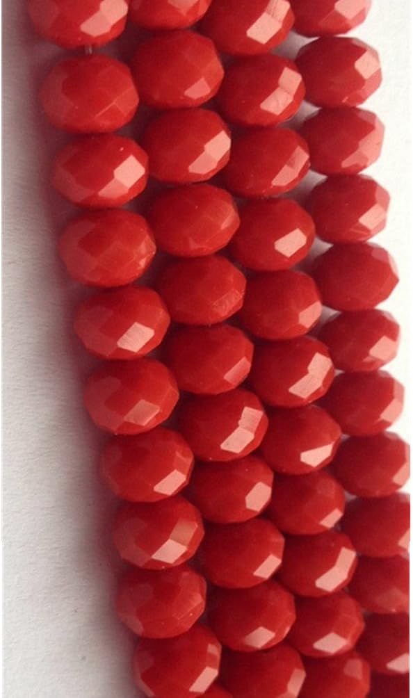 DUMAN Crystal Glass Beads Faceted Rondelle 6mm Red Agate [21 inch strand]